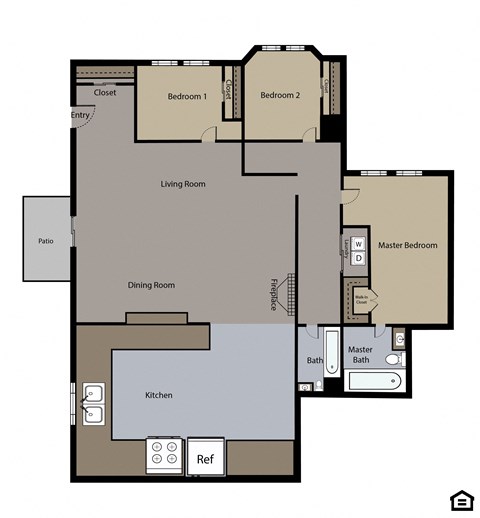 a floor plan of a two bedroom apartment at the lofts at worthington